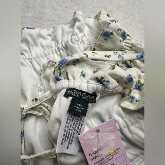 White Floral Cropped Tank Top Women’s Size XXL Wild Fable Target - Picture 6 of 11